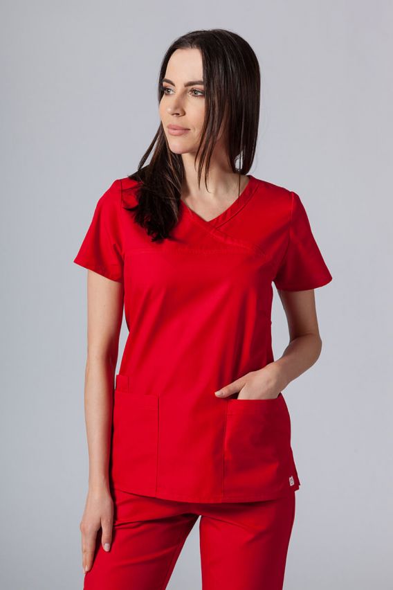 Bluza medyczna damska Maevn Red Panda Asymetric czerwona-1