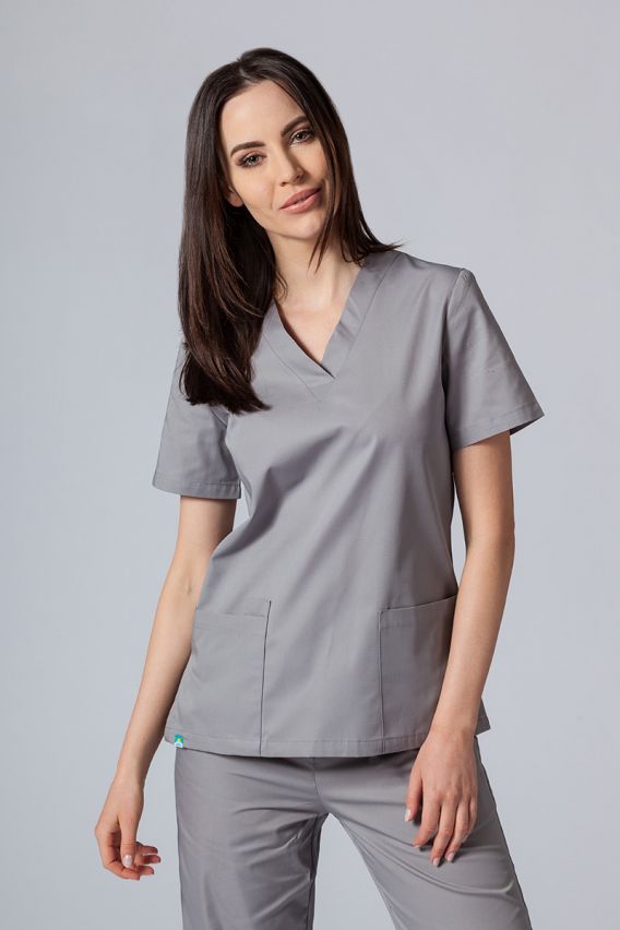 Bluza medyczna damska Sunrise Uniforms Basic Light szara-1