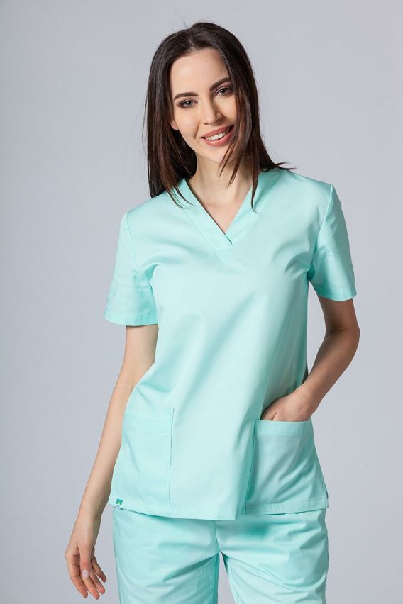 Bluza medyczna damska Sunrise Uniforms miętowa taliowana-1