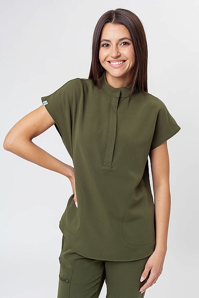 Bluza medyczna damska Uniforms World Avant oliwkowa (magnetyczne klipsy)