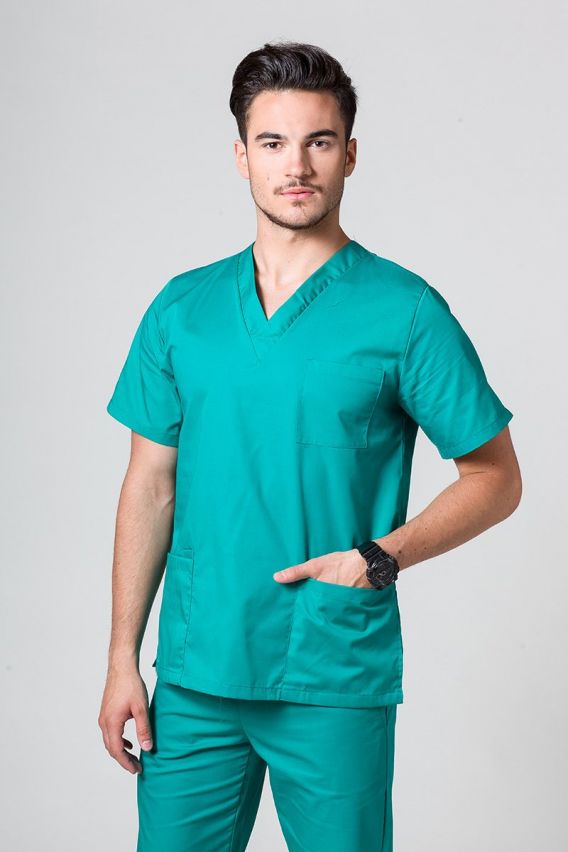 Bluza medyczna męska Sunrise Uniforms Basic Standard zielona-1