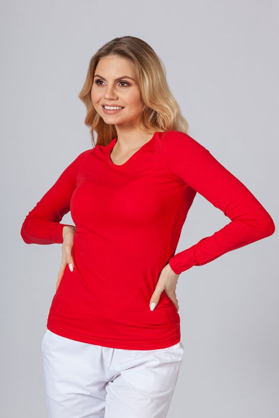 Koszulka damska z długim rękawem czerwona-1