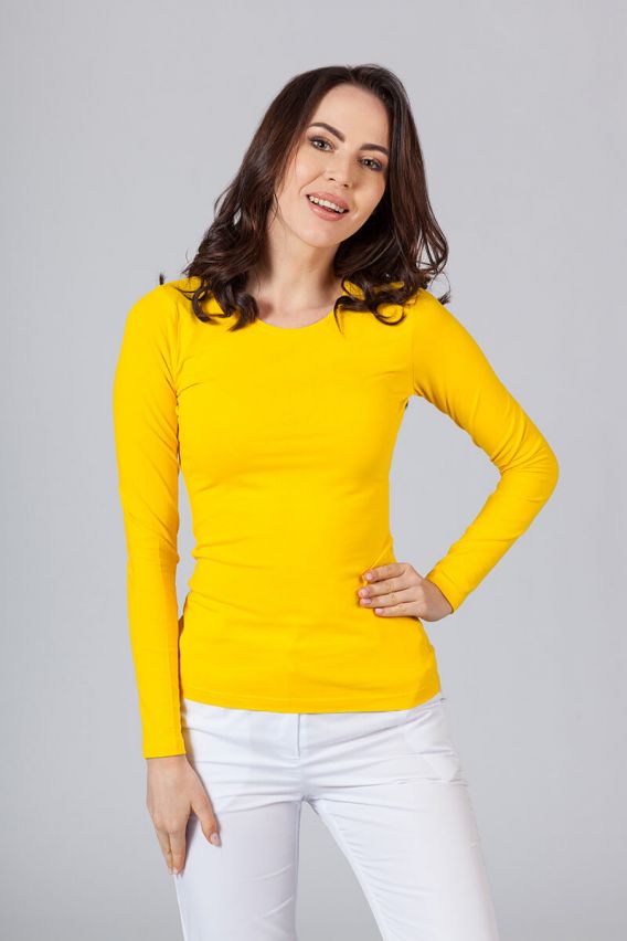 Koszulka damska z długim rękawem Malfini Slim żółta-1