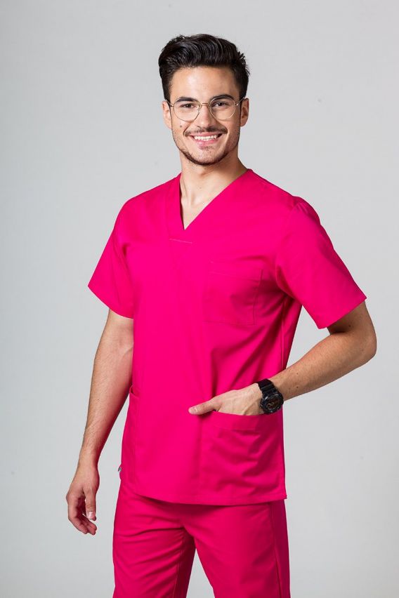 Bluza medyczna męska Sunrise Uniforms Basic Standard malinowa-1