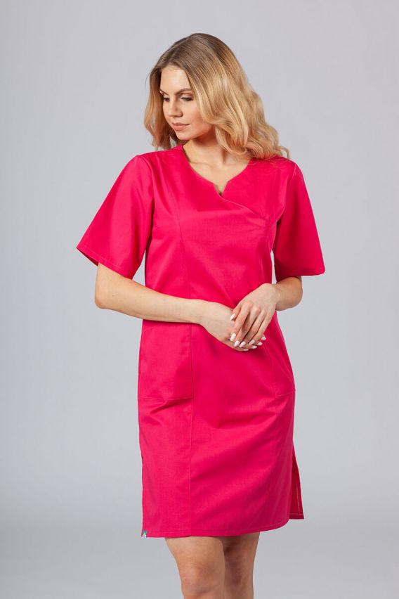 Sukienka medyczna damska klasyczna Sunrise Uniforms malinowa-1