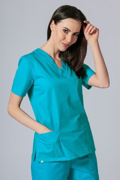 Bluza medyczna damska Sunrise Uniforms Basic Light turkusowa Promo-1