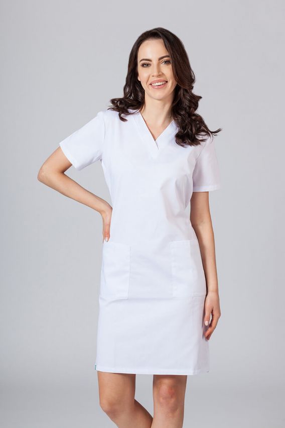 Sukienka medyczna damska prosta Sunrise Uniforms biała-1