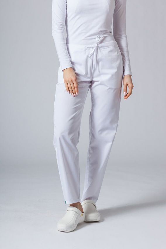 Spodnie medyczne damskie Sunrise Uniforms Basic Regular białe-1