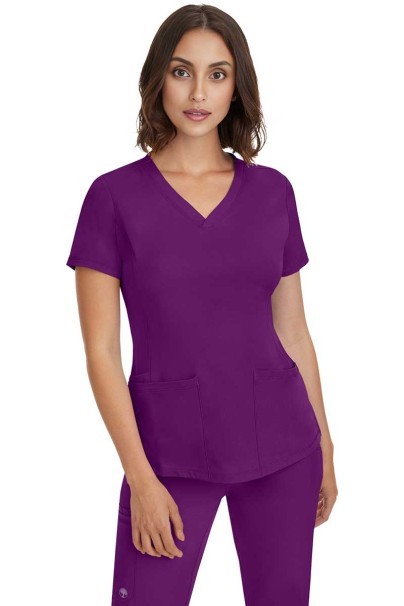 Bluza medyczna damska Healing Hands Monica V-neck bakłażanowa-1