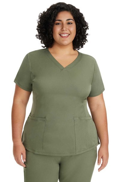 Bluza medyczna damska Healing Hands Monica V-neck oliwkowa-1