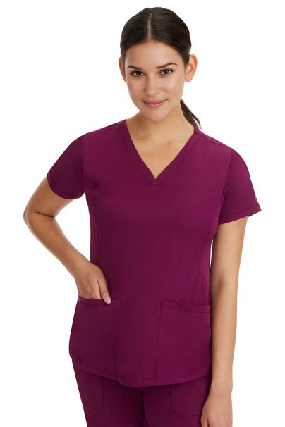 Bluza medyczna damska Healing Hands Monica V-neck wiśniowa-1