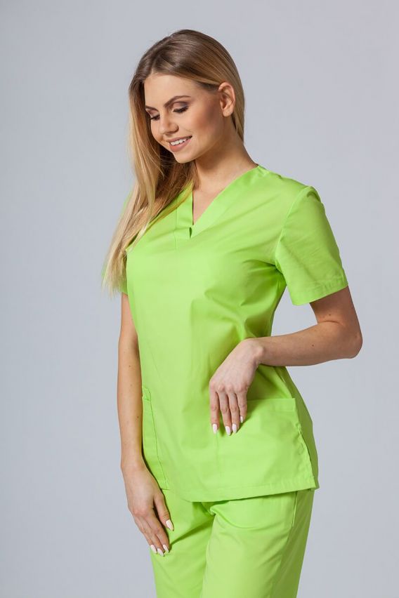Bluza medyczna damska Sunrise Uniforms Basic Light limonkowa-1