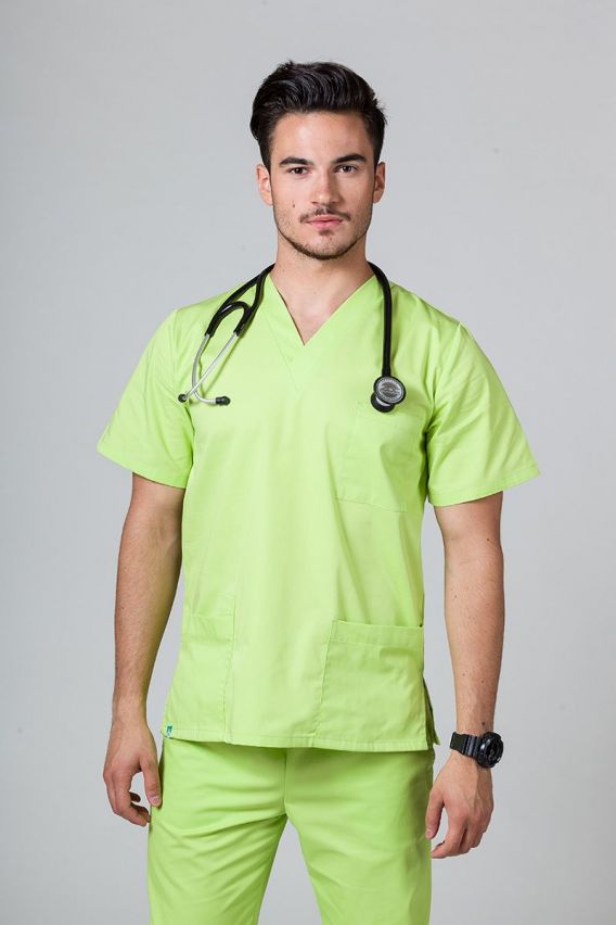 Bluza medyczna męska Sunrise Uniforms Basic Standard limonkowa-1