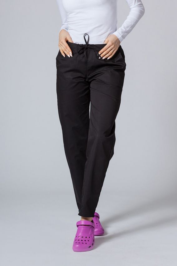 Spodnie medyczne damskie Sunrise Uniforms Basic Regular czarne-1