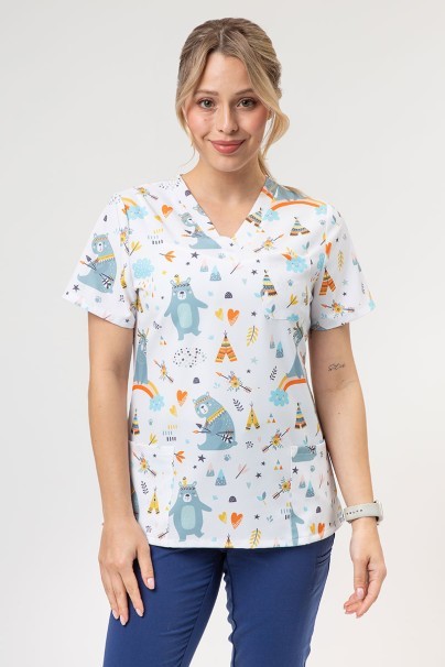 Bluza medyczna damska Sunrise Uniforms Prints Bear Camp-1