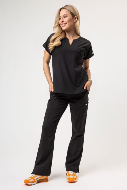 Komplet medyczny damski Maevn Momentum (bluza Dolman, spodnie Flare Leg) czarny-1
