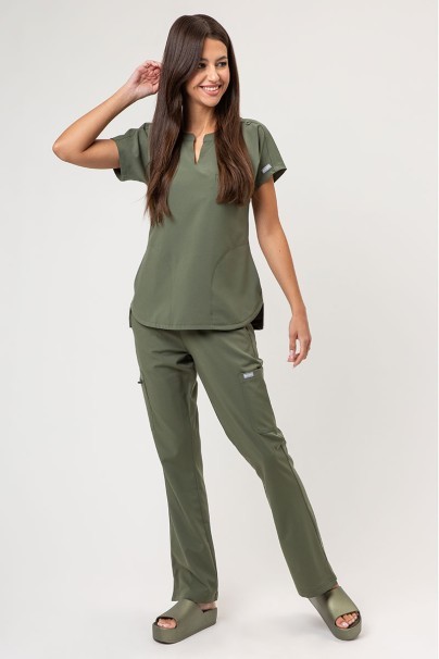 Komplet medyczny damski Maevn Momentum (bluza Dolman, spodnie Flare Leg) oliwkowy-1