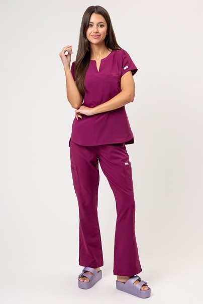 Komplet medyczny damski Maevn Momentum (bluza Dolman, spodnie Flare Leg) wiśniowy-1