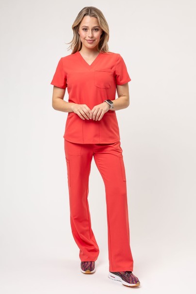 Komplet medyczny damski Cherokee Ultra (bluza 3-pocket, spodnie Cargo) koralowy-1