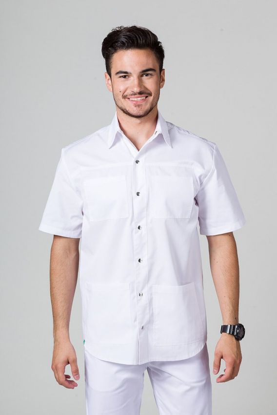 Klasyczna bluza medyczna męska z kołnierzem Sunrise Uniforms biała-1