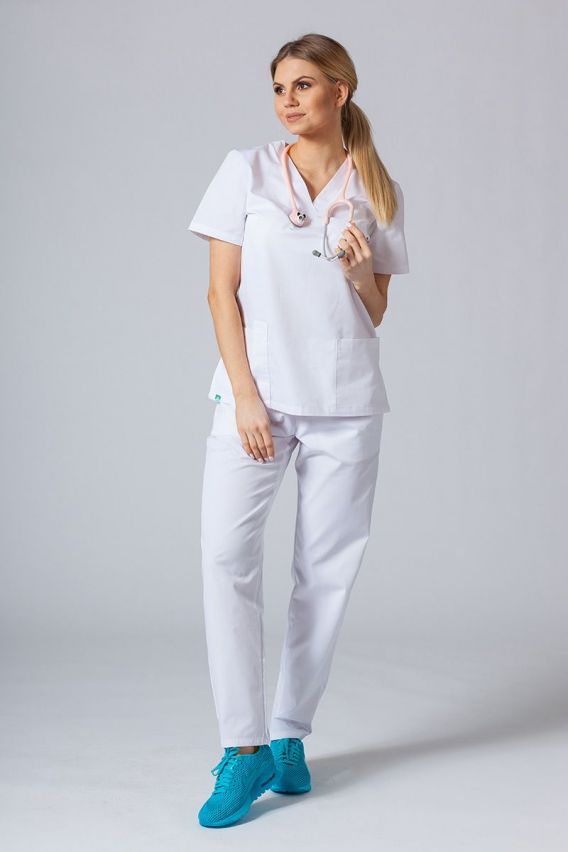 Komplet medyczny Sunrise Uniforms biały (z bluzą taliowaną)-1