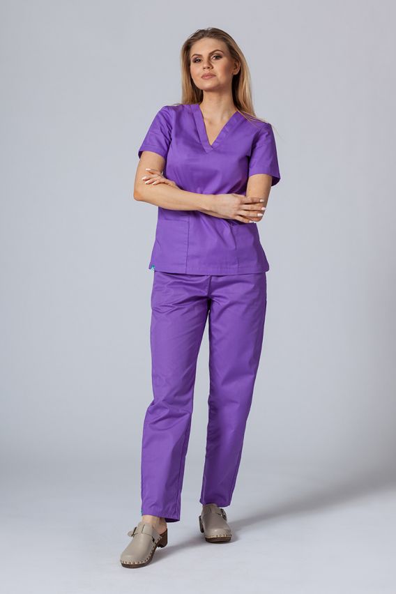 Komplet medyczny Sunrise Uniforms fioletowy (z bluzą taliowaną)-1