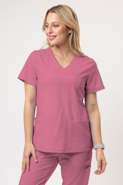 Bluza medyczna damska Maevn Momentum Double V-neck pastelowy róż-1