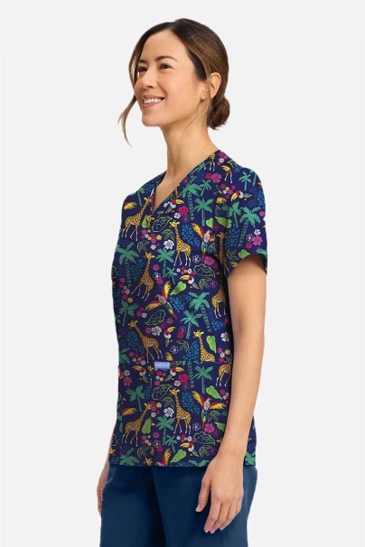 Bluza medyczna damska Cherokee Prints V-neck Jungle Jive-1