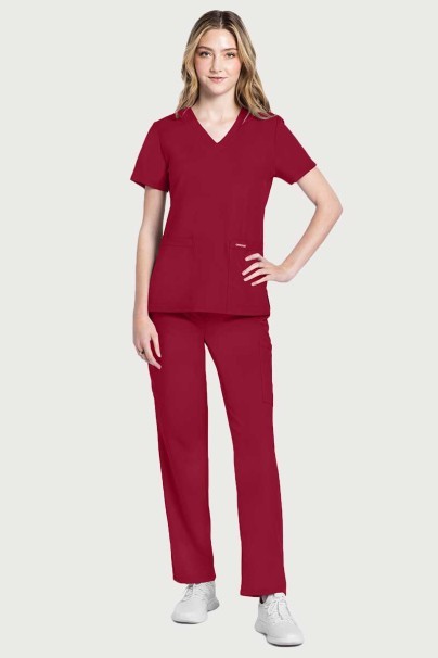 Komplet medyczny damski Cherokee Ultra (bluza V-neck, spodnie Cargo) czerwony-1