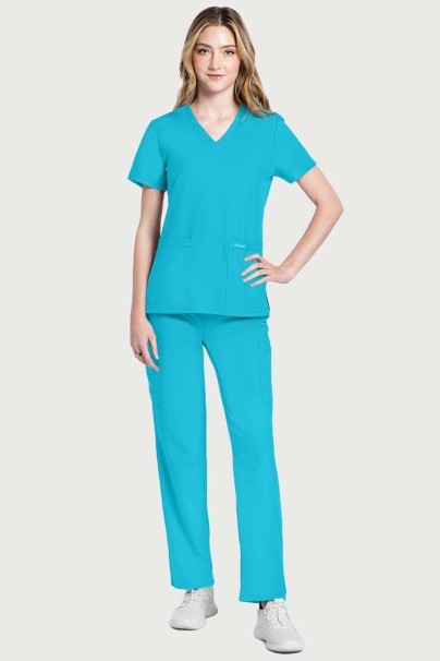 Komplet medyczny damski Cherokee Ultra (bluza V-neck, spodnie Cargo) turkusowy-1