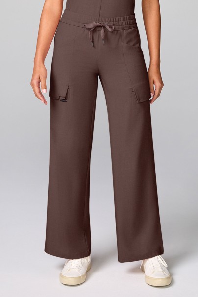 Spodnie medyczne damskie Healing Hands Wide Leg Petite brązowe