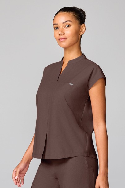 Bluza medyczna damska Healing Hands Mandarin Collar brązowa