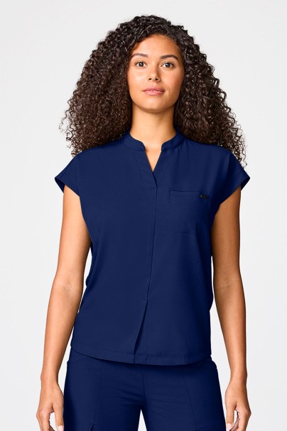 Bluza medyczna damska Healing Hands Quest Mandarin Collar ciemny granat