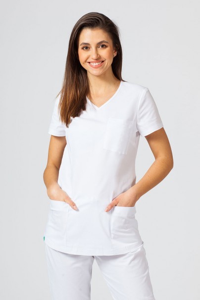 Bluza medyczna damska Sunrise Uniforms Fit (elastic) biała-1