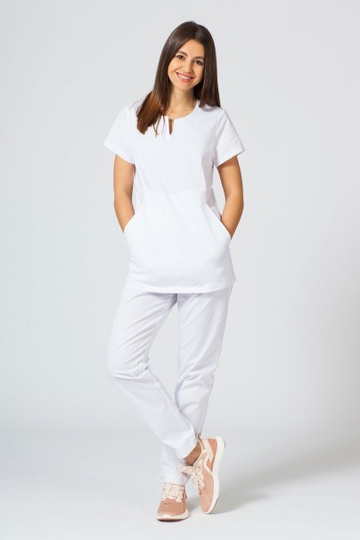 Komplet medyczny Sunrise Uniforms Active biały (z bluzą Kangaroo - elastic)-1