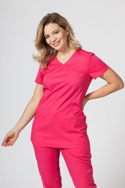 Bluza medyczna damska Sunrise Uniforms Active Fit malinowa-1