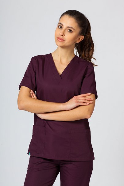 Bluza medyczna damska Sunrise Uniforms burgundowa taliowana-1