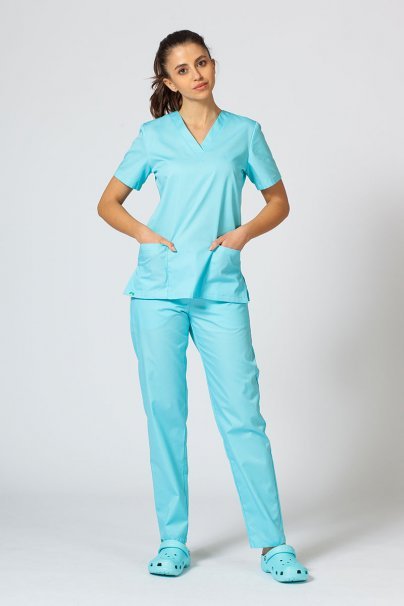 Komplet medyczny Sunrise Uniforms aqua (z bluzą taliowaną)-1