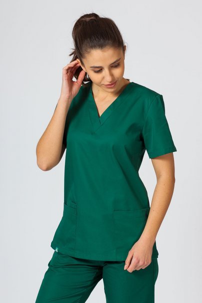 Bluza medyczna damska Sunrise Uniforms Basic Light butelkowa zieleń-1