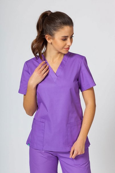 Bluza medyczna damska Sunrise Uniforms fioletowa taliowana-1