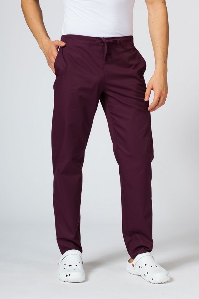 Spodnie medyczne męskie Sunrise Uniforms Basic Regular burgundowe-1