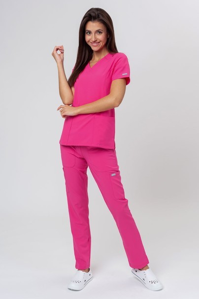 Komplet medyczny damski Maevn Momentum (bluza Double V-neck, spodnie 6-pocket) różowy-1