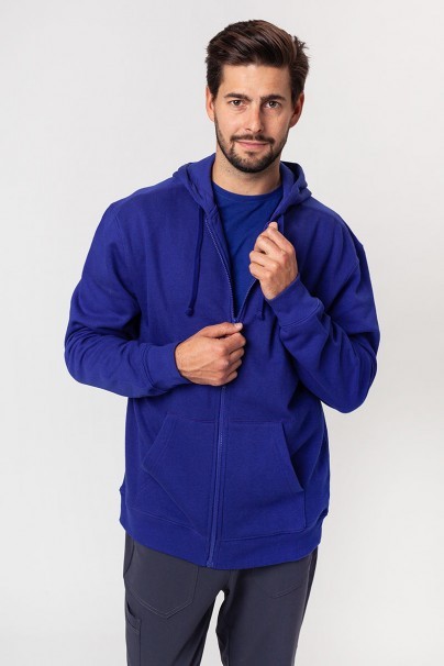 Bluza dresowa męska z kapturem Malfini Trendy Zipper chabrowa-1
