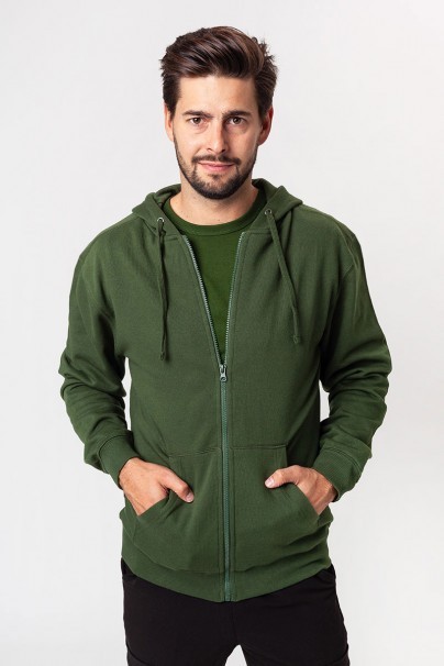 Bluza dresowa męska z kapturem Malfini Trendy Zipper butelkowa zieleń-1