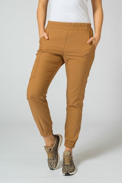 Spodnie medyczne damskie Sunrise Uniforms Premium Chill jogger brązowe-1