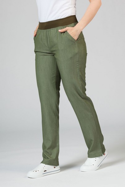 Spodnie damskie Adar Uniforms Leg Yoga oliwkowe-1