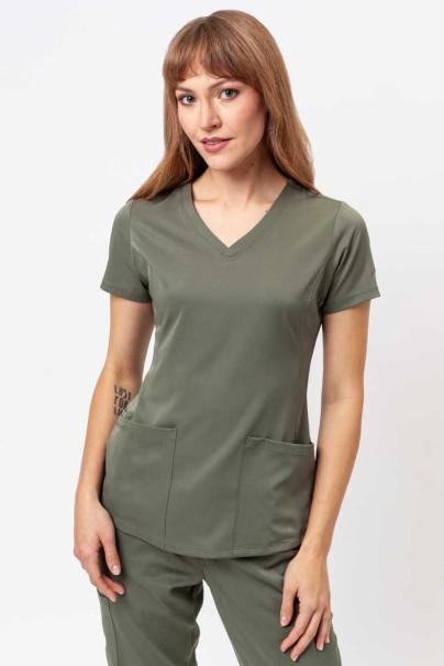 Bluza medyczna damska Healing Hands Monica V-neck oliwkowa-1