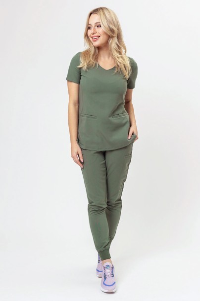 Komplet medyczny damski Maevn Matrix Pro (bluza Curved, spodnie jogger) oliwkowy-1