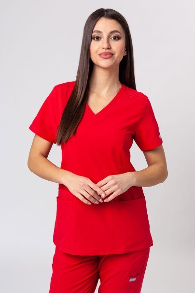 Bluza medyczna damska Maevn Momentum Double V-neck czerwona-1