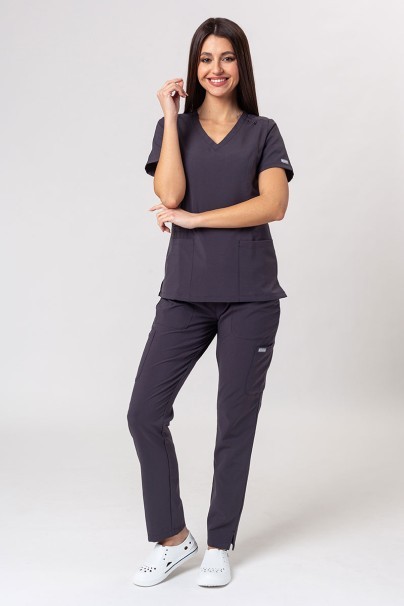 Komplet medyczny damski Maevn Momentum (bluza Double V-neck, spodnie 6-pocket) szary-1